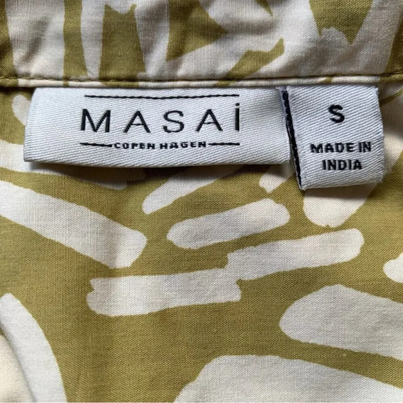 Masai Copenhagen Idaki Frond Print Cotton Shirt In Willow Size Small - Picture 8 of 9